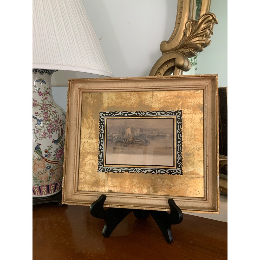 Antique George Balmer Hull Maritime Engraving Gold Leaf Eglomise Framed Art